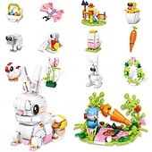ieftine Paști-Set de ouă de Paște cu 12/24 de piese, iepure versatil &amp;blocuri de construcție cu animale, activitate creativă de joacă, design jucăuș, jucărie de construcție iepuraș DIY pentru cadouri de petrecere