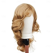 cheap Older Wigs-Silver Grey Wigs for Women, Shoulder Length Wavy Hair with Side Bangs, Natural Looking Heat Resistant Synthetic Wig for Daily Wear, Party