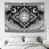 ieftine Tapiserie Pereți-Tapiserie de perete cu soare, agățat, boho ceresc, fluture, stele, flori, cameră de yoga, decor de meditație, artă spirituală zen, poster din material textil pentru sufragerie