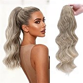 abordables Queue-de-cheval-Extension queue de cheval à pince, 50 cm (20 pouces), noire, bouclée et ondulée, avec pince, pour femme. Cheveux synthétiques souples et naturels, parfaits pour un usage quotidien.