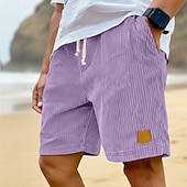 baratos Calções Estilo Casual-Homens Shorts de verão Shorts de praia Shorts casuais Shorts de veludo cotelê Com Cordão Cintura elástica Côr Sólida Conforto Respirável Comprimento do joelho Diário Ao ar livre Feriado Férias Moda