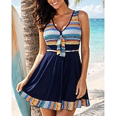 رخيصةأون راش غاردز ون بيس-نسائي ثوب السباحة ون بيس لباس سباحة بتنورة مطبوع سريع جاف مطاط بدون كم ملابس السباحة تزلج على الماء شاطئ سباحة الصيف