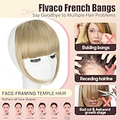 voordelige Pony-Clip-in pony, synthetische Franse pony, haarclip, asblonde neppony met slapen, haarstukjes voor vrouwen, natuurlijke gebogen haarextensies voor dagelijks gebruik