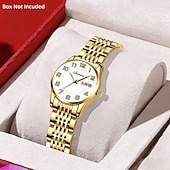 billiga Kvartsklockor-Klassisk Damklocka Original Kvarts Klocka Rhinestone Urskiva Luminös Datum och Kalenderfunktion Trendig Moderiktiga Affärsluxusklocka Bästa Val för Födelsedagspresent Mors Dag