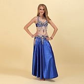 cheap Tops &amp; Sets-Samba Dancewear Glamorous Beaded Chain Sequin Belly Dance Costumel Performance Costume