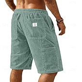 cheap Casual Shorts-Men's Shorts Summer Shorts Casual Shorts Corduroy Shorts Pocket Elastic Waist Plain Comfort Breathable Knee Length Daily Outdoor Streetwear Vacation Fashion Blue Black Micro-elastic