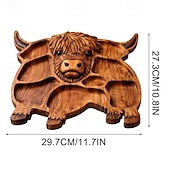 Недорогие Хранение на кухне-Деревянная доска для закусок в виде шотландской коровы, деревянное блюдо для еды в виде коровы, деревенская сервировочная доска в стиле фермерского дома, поднос для закусок, фруктов, мяса и сыра для