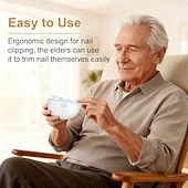 abordables Cuidado Personal &amp; Salud-Cortauñas eléctrico para adultos mayores, 3 velocidades, potente cortauñas automático con pulidor, luz LED, recargable, para uñas de pies y manos.
