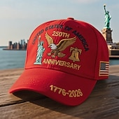  cappello ricamato per il 250° anniversario degli Stati Uniti, 1776-2026, aquila, statua della libertà &campana, cappello da baseball patriottico con toppa della bandiera americana semiquincentenario