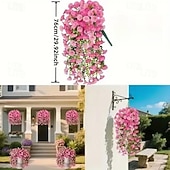 voordelige Kunstbloemen-8 stuks kunstmatige hangende roze windbloemen, hangende klimplanten met bloemen, gemaakt van duurzaam plastic, geschikt voor veranda, bruiloft, kerst, Thanksgiving, paasdecoraties - het hele jaar door