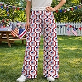  250ή Επέτειος ΗΠΑ Ρετρό / Βίντατζ Δεκαετία '70 Παντελόνια Παντελόνι με φαρδύ πόδι Χίπισσα Ντίσκο Ψηλή Μέση Φανταχτερή Φόρεμα Γυναικεία Μασκάρεμα 4η Ιουλίου Ημέρα της ανεξαρτησίας Ενηλίκων Παντελόνια