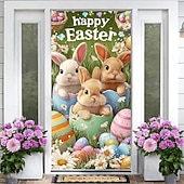 abordables Bannières de Garage et de Porte-Pâques Affiches Couverture de porte Bannières extérieures Rabbit Œuf Mignon 3D Soirée Dortoir Chambre d'adolescents Résidence universitaire Chambre d'amis pour hommes dans une fraternit