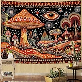 お買い得  タペストリー 壁掛け-サイケデリックなキノコのタペストリー、トリッピーな目玉の壁掛け、星空の夜、銀河、森の風景、ヨガルーム、瞑想スペース、寝室の装飾用ウォールアート