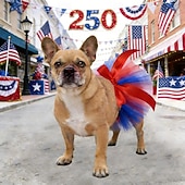 economico Abbigliamento e Accessori per Cani-bandiera americana cane bandana papillon tornante tutu gonna - forniture costume patriottico cane per cani di piccola taglia gatti cucciolo