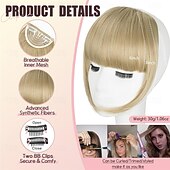 voordelige Pony-Clip-in pony, synthetische Franse pony, haarclip, asblonde neppony met slapen, haarstukjes voor vrouwen, natuurlijke gebogen haarextensies voor dagelijks gebruik