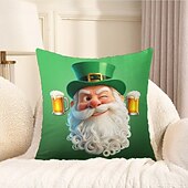  Szent Patrik-napi ír lóhere mintás manó díszpárnahuzat 45x45 cm, zöld 3D nyomtatott díszpárnahuzat