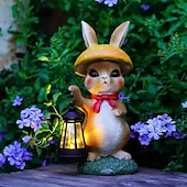 olcso Pathway Lights &amp; Lanterns-húsvéti kültéri napelemes vízálló gyantás nyuszi lámpás, kerti udvari ösvény gyep dekoráció, farm tájvilágítás, aranyos nyúl figura, kültéri dekoratív kiegészítő lámpa kertbe, ünnepi dekoráció