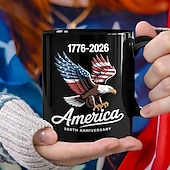 זול ספלים וכוסות-ספל לציון 250 שנה לארצות הברית מתנה פטריוטית, ספל קפה קרמי לציון חצי חמש מאות שנה, 1776-2026 אמריקה 250, יום העצמאות 4 ביולי מתנה לגברים ונשים, מיקרוגל &amp;בטוח למדיח כלים