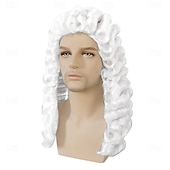  باروك قاضٍ أبيض للرجال بارز محامي زي مؤسس مستعمرات للرجال