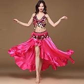 economico Abbigliamento danza del ventre-Abbigliamento da ballo Samba Set costume da danza del ventre glamour rosa rosso|l Costume da spettacolo