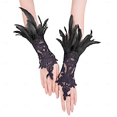 olcso kiegészítők-Karnevál 2026 Riói Karnevál Szamba Kiegészítők Nők Gótikus Toll Csipke Kesztyűk Hosszú Ujjatlan Hálókesztyűk Természetes Tollakkal Brazíliai Fesztivál Előadói Jelmez