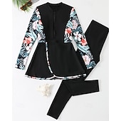 economico Rash Guards Interi-Per donna Standard Top sottomuta Tankini e bikini da surf Costumi da bagno Tropicale Con zip Protezione UV Elastico Manica Lunga Costume da Bagno Surf Immersione Nuoto Estate