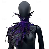 economico Accessori-Accessori Samba Carnevale 2026 Rio Carnevale Mantello Stola Piume Bianche Donna con Collo Alto Costume per Festival in Brasile