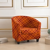 cheap Armchair Cover &amp; Armless Chair Cover-Club Chair Cover Striped Plants Geometric Printed Polyester Slipcover Stretch Armchair Protector for Living Room Home