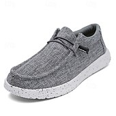 abordables Chaussures Décontractées à Lacets-Chaussures décontractées grises en maille pour homme, tige légère et respirante, semelle confortable et rembourrée, style décontracté moderne idéal au quotidien et en voyage.