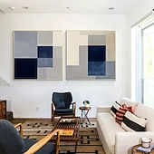 levne Abstraktní malby-plátno nástěnné umění do obývacího pokoje ložnice modrá šedá barevný blok abstraktní graffiti umění olejomalba moderní nástěnné malby obrázky bytové dekorace