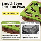 cheap Scratchers-Cat Toys Interactive Wooden Cat Puzzle Toy Intelligence Treat Puzzle Feeder Box Game Enrichment Accessories with Jingle Balls, for Indoor Kitten Adult Cat