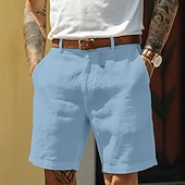 economico Attività commerciale-Per uomo Shorts Shorts di Lino Shorts eleganti Pantaloncini Estivi Cerniera Tasca Tinta unita Comodità Traspirante Lunghezza al ginocchio Quotidiano Abbigliamento casual alla moda Affari Moda Casual
