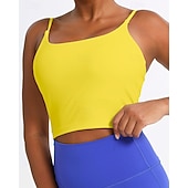 cheap Women's Shirt-Women's Solid Colored Sports Bra Top Sport Top Sports Bra Sleeveless Backless Shock Absorption Breathable Running Fitness Yoga Scoop Neck Sports Bra Tank Back Black White Yellow Tennis Clothing