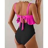 abordables Surfing Tankinis &amp; Bikinis-Mujer Traje de baño 2 Piezas Trajes de baño Color sólido Secado rápido Alta elasticidad Sin Mangas Bañadores Traje de baño Surf Playa Natación Verano