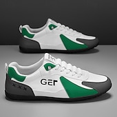 levne Pohodlné šněrovací boty-Pánské černo-béžové golfové tenisky, sportovní a pohodlné, ideální na golfová hřiště a aktivní pobyty