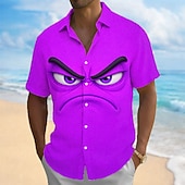 economico Modello 3D-Per uomo Illusione ottica Fantasia "Cartone 3D" Faccia arrabbiata Camicia Camicia con Bottoni Manica Corta Divertente Quotidiano Vacanza Estate Primavera Collo ripiegato Stampa 3D camicie con colletto