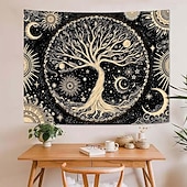 preiswerte Wandteppiche-Wandteppich mit Lebensbaum-Motiv aus Buntglas im Mosaikstil, farbenfrohe und lebendige Kunst, Heimdekoration für Wohnzimmer und Schlafzimmer, großes Stoffposter