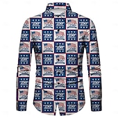  250° anniversario USA Retrò Vintage Anni '70 Camicia Camicia Aloha Lunghe Hippie Geometrico Etnico Costume Per uomo Mascherata 4 Luglio Feste Giorno dell'Indipendenza Adulti Camicia