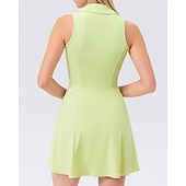 Недорогие Женское платье-Жен. Однотонный Теннисное платье Спортивное платье Без рукавов Застегнуться Влагоотводящие Дышащий Теннис Бег Фитнес Платья Черный Синий Лиловый Теннисная одежда