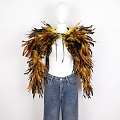 abordables Accesorios-Carnaval 2026 Accesorios de Samba del Carnaval de Río Capa Chal larga de plumas rojas para mujer con lazo de cinta disfraz de actuación del festival de Brasil