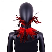 cheap Accessories-Carnival 2026 Rio Carnival Samba Accessories Women's Red Feather Choker Collar, Gothic Vampire Devil Costume Necklace Brazil Festival Performance Costume