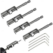 billige borkronesett-4 stk. fjærbelastet skrueholderbits, fallsikker skrutrekkerbits, universelt skruefesteverktøy, enhånds, skruerdriftsguide borespissholder for elektriker, mekaniker, gjør-det-selv-entusiast