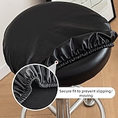 economico Copertura per sedia-Coprisgabelli da bar in PU elasticizzato e impermeabile, coprisgabelli da bar rotondi in pelle, coprisgabelli da bar rotondi, coprisgabelli da bar rotondi con elastici per 12-15 pollici