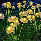 Недорогие Подсветки дорожки и фонарики-2 шт. уличных водонепроницаемых солнечных светильников в виде грибов и светлячков, светильники на колышках в виде медуз, украшение для сада, двора, дорожек и газона, ландшафтное освещение для фермы,