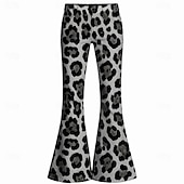 economico Fondi-Retrò Vintage Boho Anni '70 Pantaloni Pantaloni a zampa d'elefante Hippie Disco Vita alta Leopardo Costume Per uomo Halloween Carnevale Festival Musicale Festa a tema retrò Adulti Pantaloni