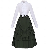 abordables Conjuntos-Conjunto Elegante Medieval Renacimiento Hasta el Tobillo Falda Blusa / Falda Larga Princesas Dama Corte A Disfraz Mujer Fantasía Navidad Víspera de Todos los Santos Feria del Renacimiento LARP Adulto