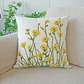 cheap Throw Pillows,Inserts &amp; Covers-Country Style Embroidered Pillow Covers Living Room Sofa Cushion Fresh Floral Plant Throw Pillow for Window Seat Headrest