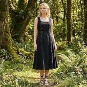 voordelige Jurk-Retro vintage Middeleeuws Renaissance Tot de grond Jurken Mouwloos Fee Kostuum Dames Fantasie Halloween Carnaval Renaissance beurs LARP Volwassenen Kleding