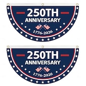 billige 250. jubileum-2 stk. amerikansk 250-årsjubileumsflagg, halvrundt til dekorasjoner, 250-årsjubileumsbanner, patriotisk flagg til uavhengighetsdagen og nasjonale feiringer
