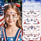  40 ورقة من ملصقات وشم مكياج يوم الاستقلال، علم الولايات المتحدة، ملصقات مكياج الوجه لحفلات اليوم الوطني